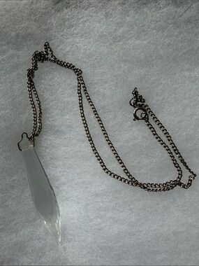 Clear Crystal Point Necklace with Gunmetal 18” Chain